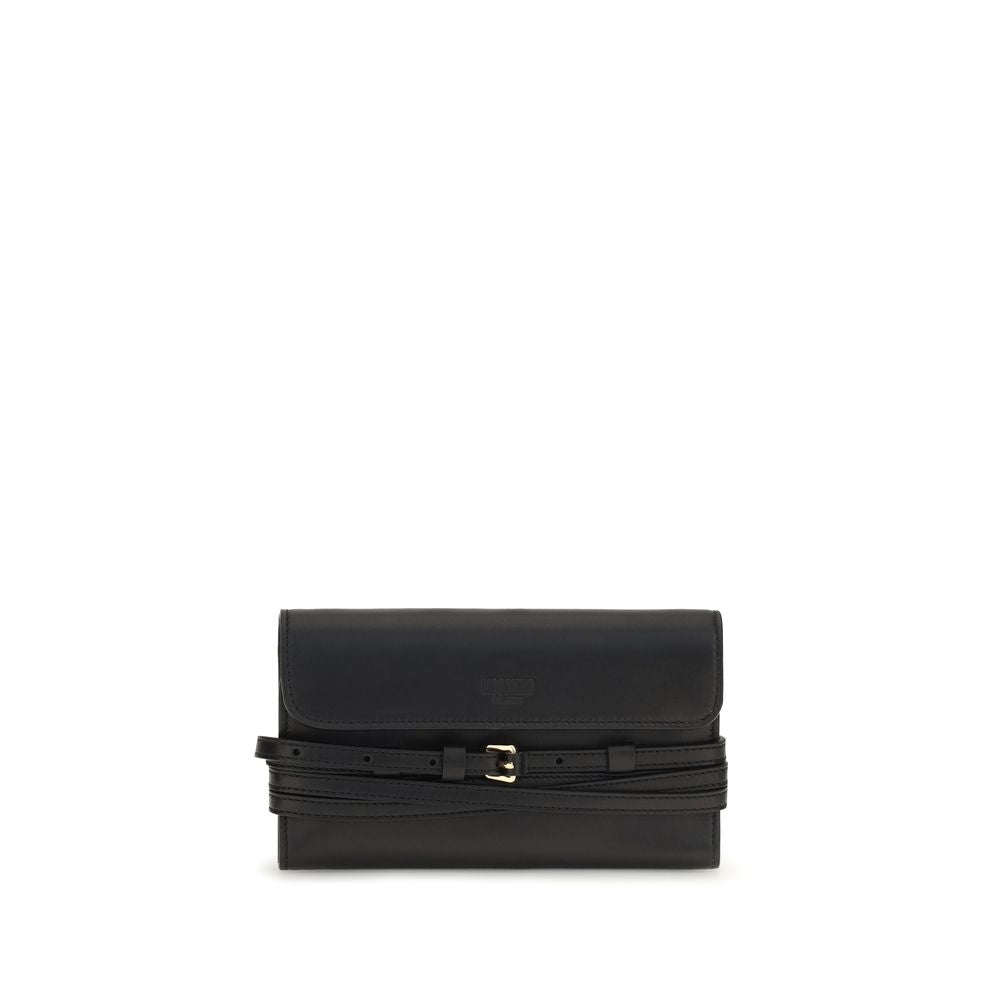 Moschino Black Leather Wallet With Buckle Detail schwarz