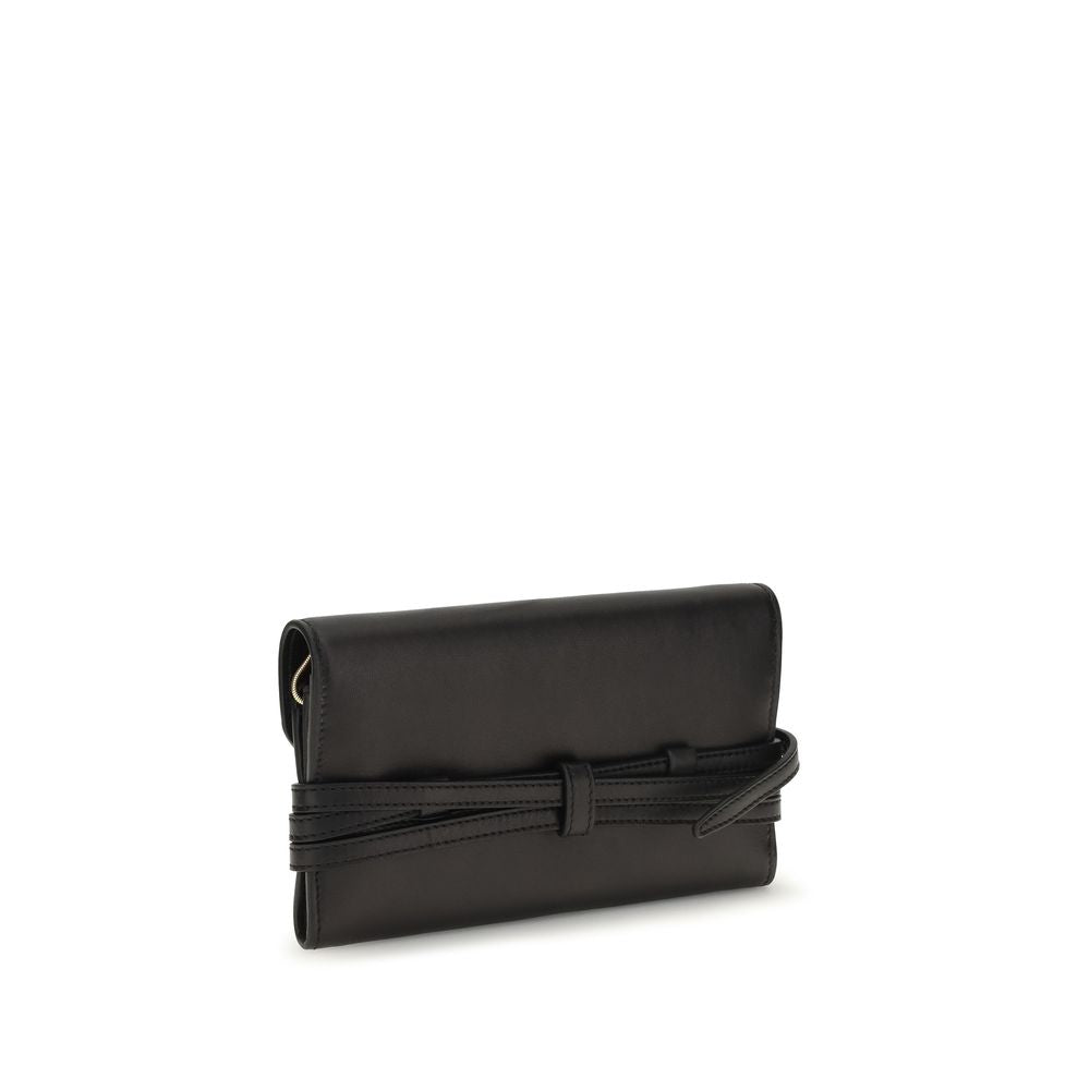 Moschino Black Leather Wallet With Buckle Detail schwarz