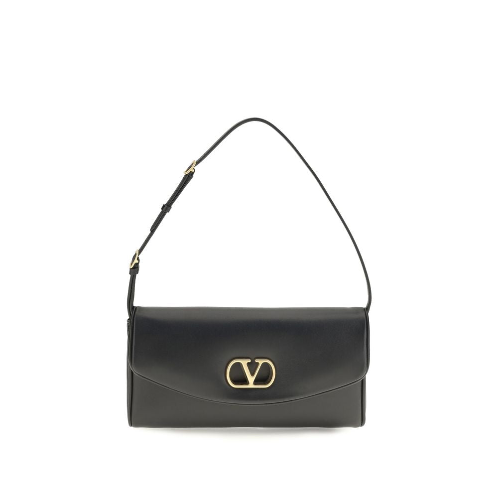 Valentino Garavani Black Devain Leather Shoulder Bag schwarz