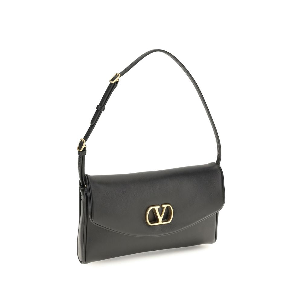 Valentino Garavani Black Devain Leather Shoulder Bag schwarz