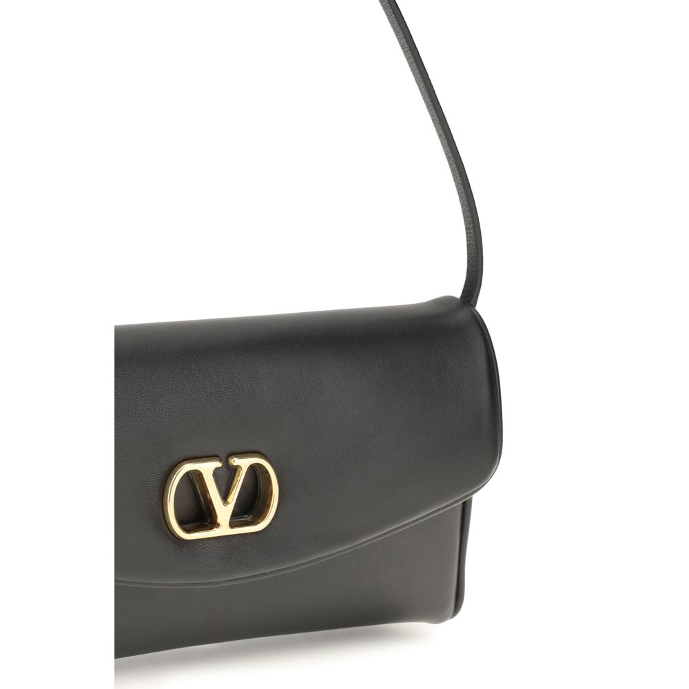Valentino Garavani Black Devain Leather Shoulder Bag schwarz