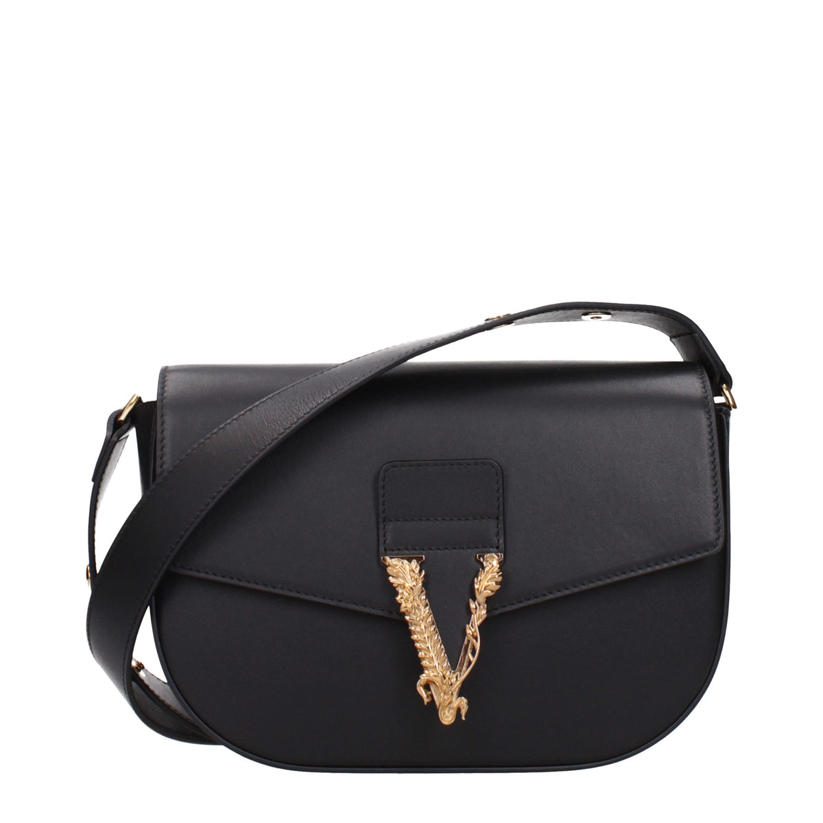 Versace Black Leather Crossbody Bag schwarz