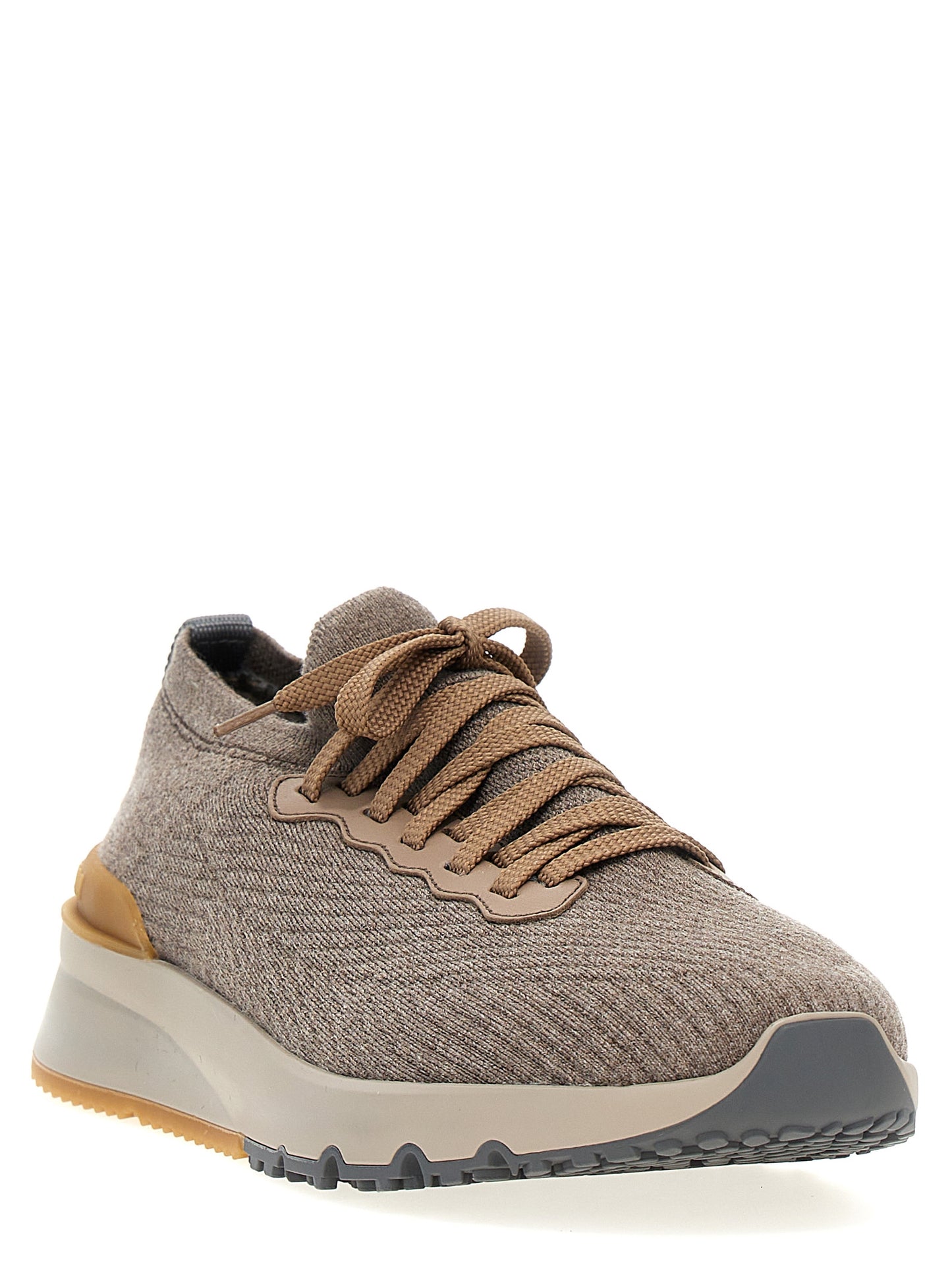 Brunello Cucinelli Gray Wool Low Top Sneakers grau