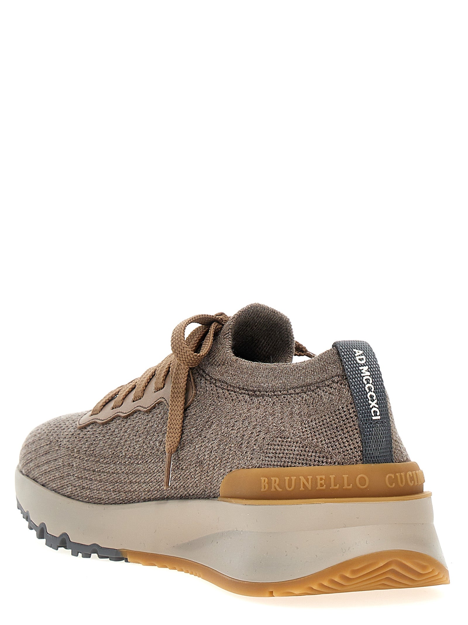 Brunello Cucinelli Gray Wool Low Top Sneakers grau