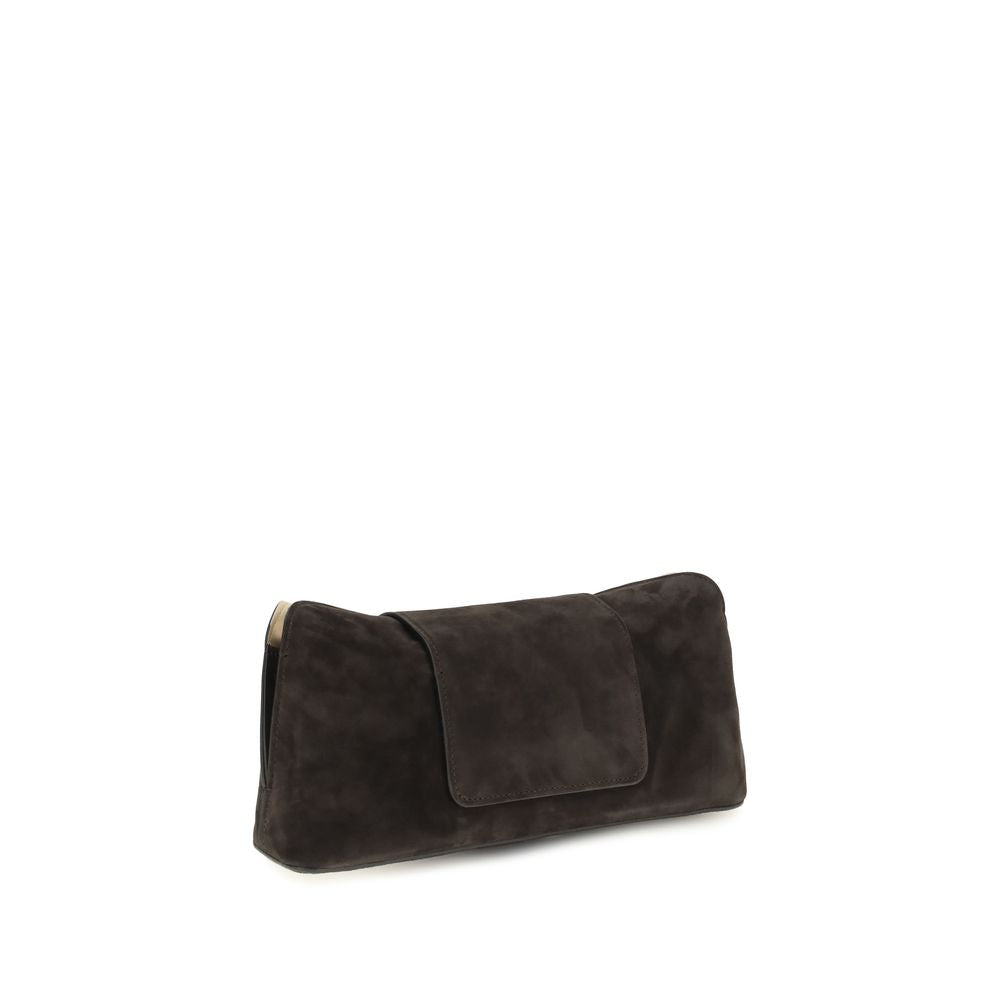 Versace Brown Vivian Suede Pouch Clutch braun