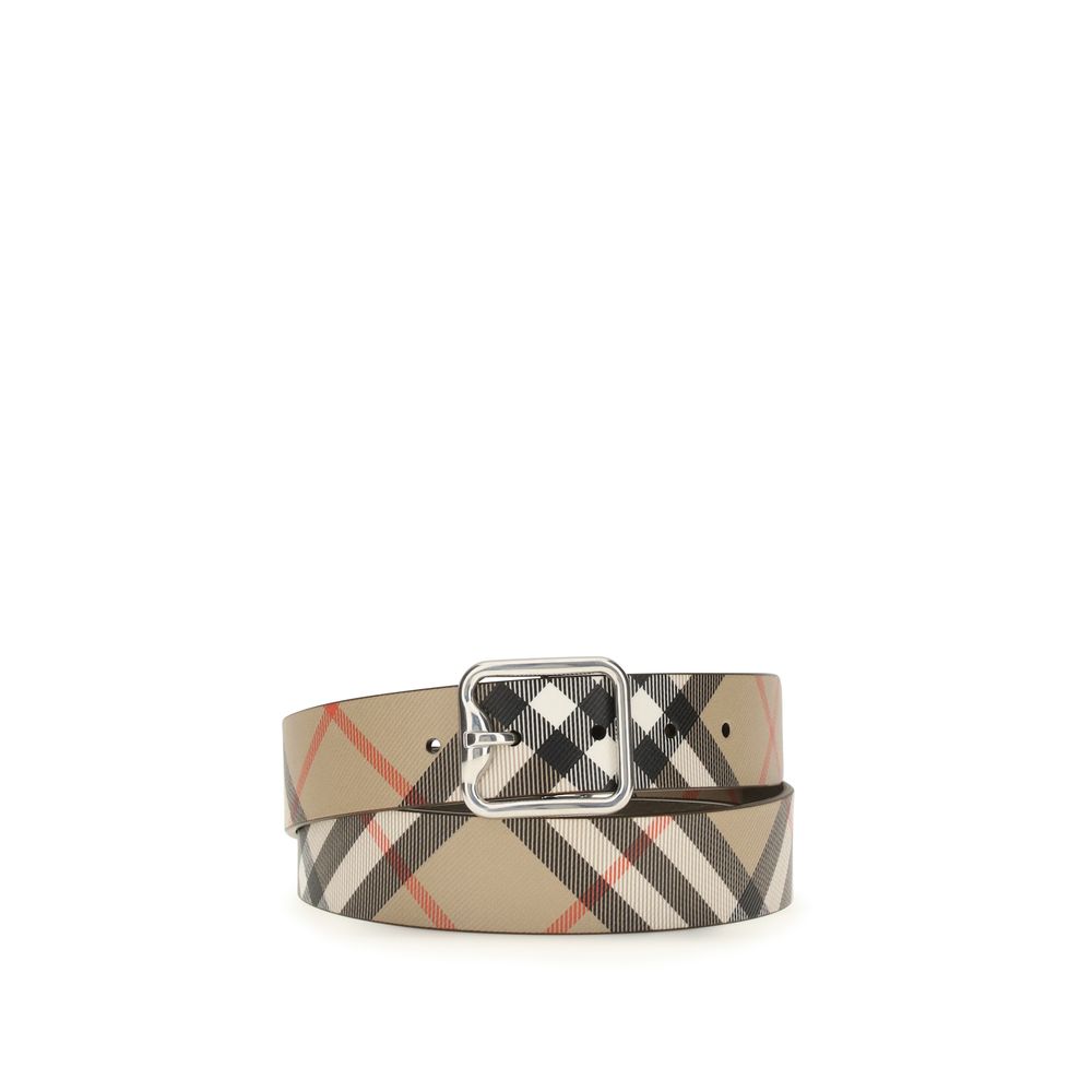 Burberry Beige Reversible B Buckle Check Belt