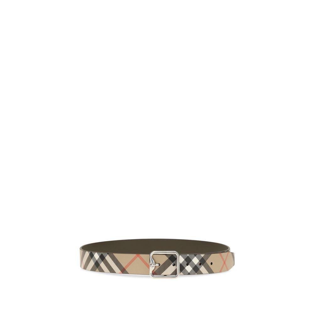 Burberry Beige Reversible B Buckle Check Belt