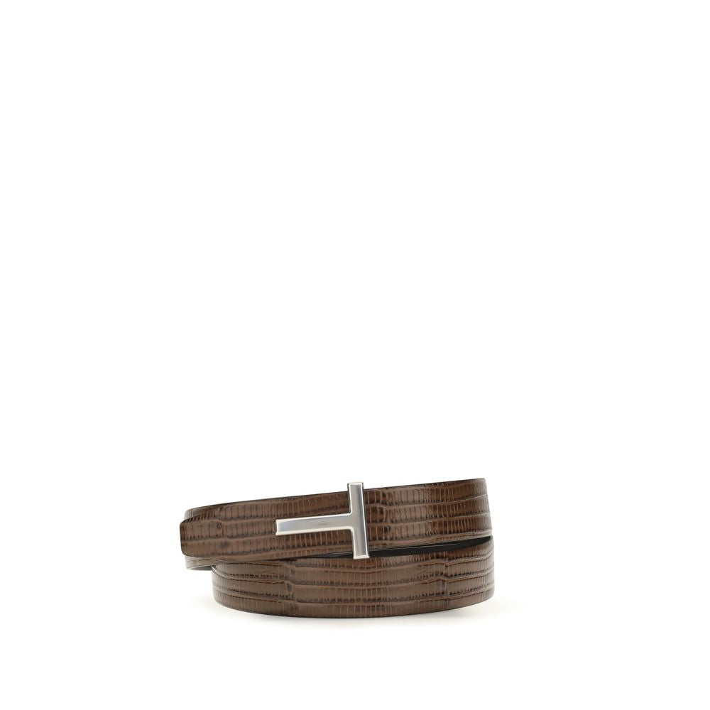 Tom Ford Brown Reversible T Icon Belt braun