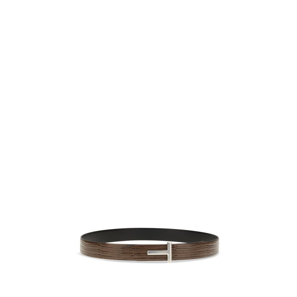 Tom Ford Brown Reversible T Icon Belt braun