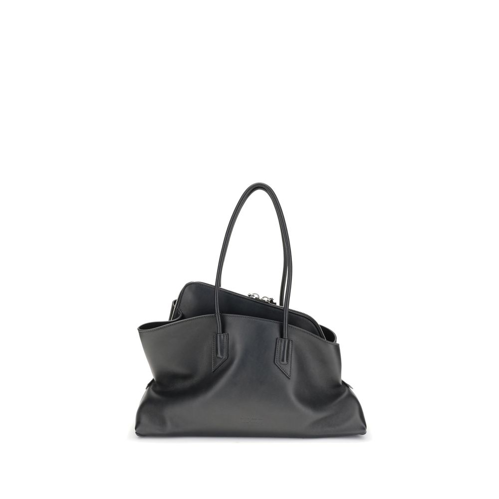 The Attico Black La Passeggiata Leather Shoulder Bag schwarz