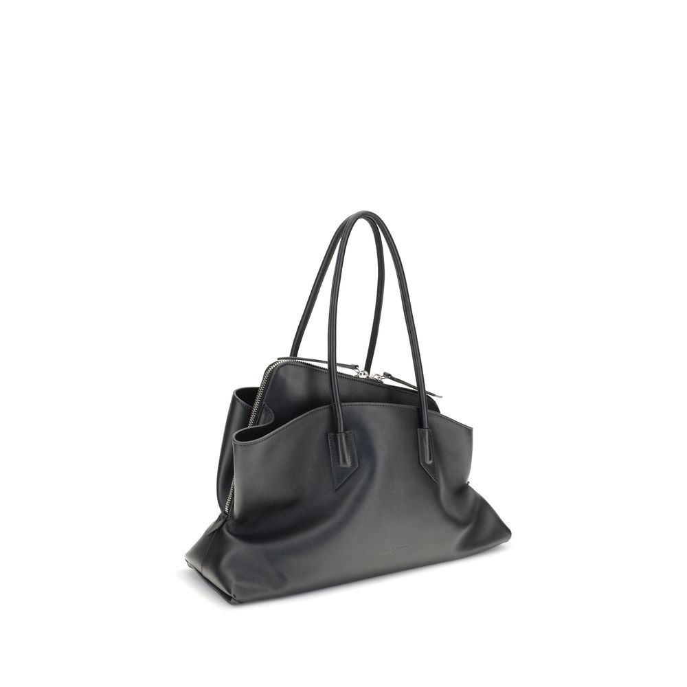 The Attico Black La Passeggiata Leather Shoulder Bag schwarz