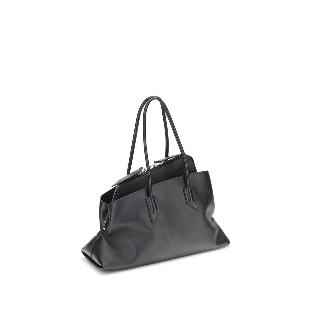 The Attico Black La Passeggiata Leather Shoulder Bag schwarz