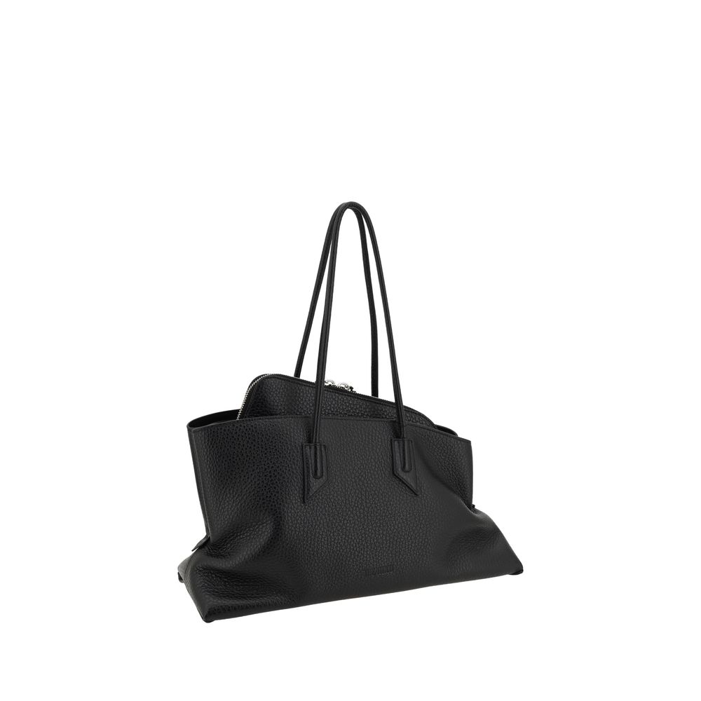 The Attico Black La Passeggiata Leather Shoulder Bag Curated Luxury Accessories by Orvyn