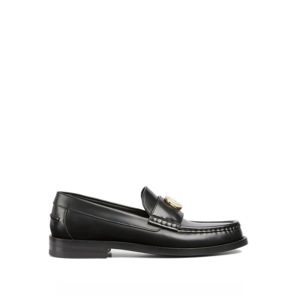 Gucci Black Leather Slip-On Loafers schwarz