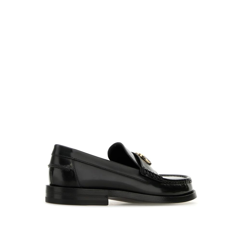 Gucci Black Leather Slip-On Loafers schwarz