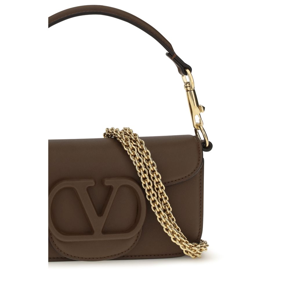 Valentino Garavani Brown Mini Locò Shoulder Bag In Calfskin braun