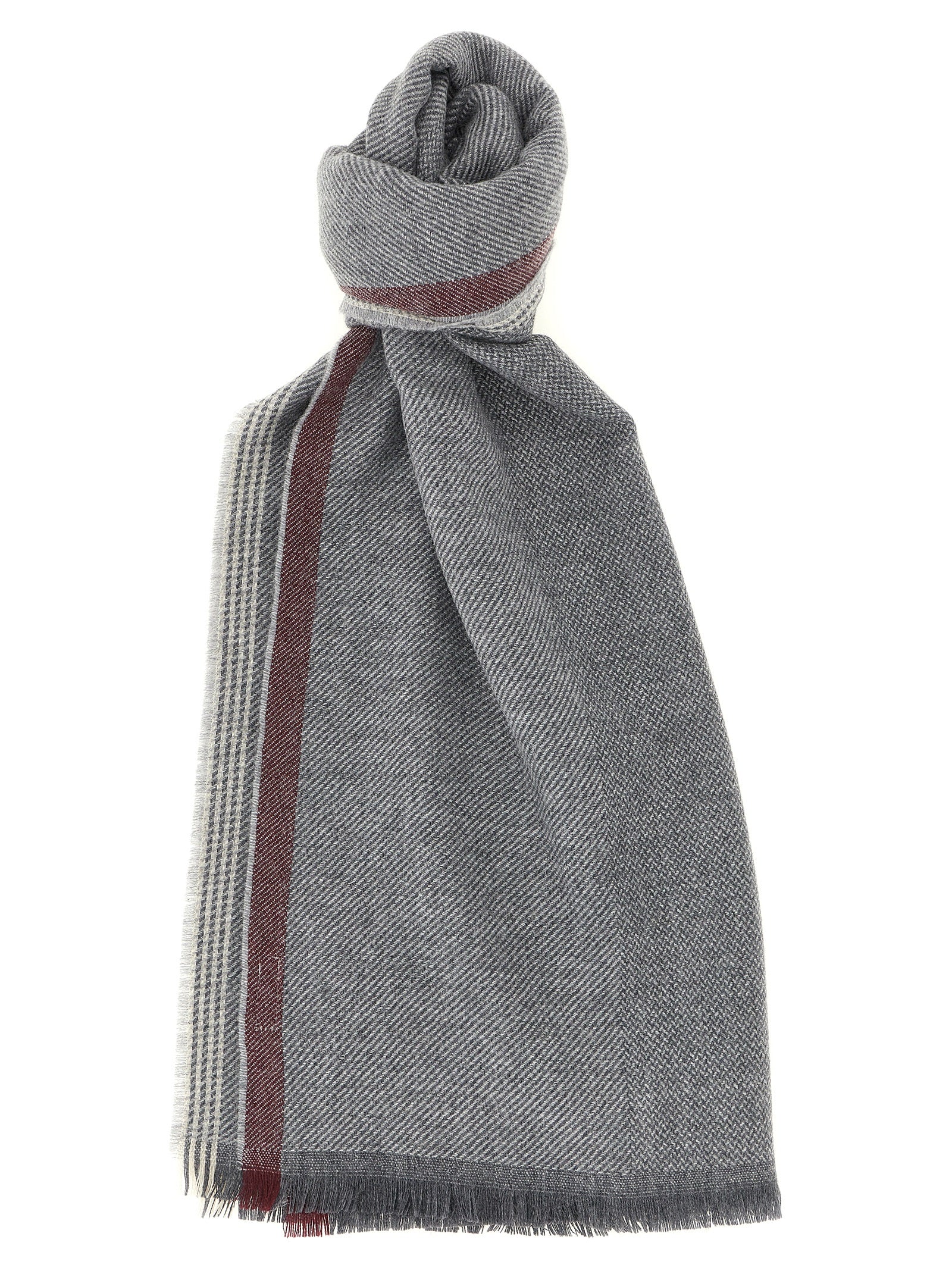 Brunello Cucinelli Gray Wool Scarf grau