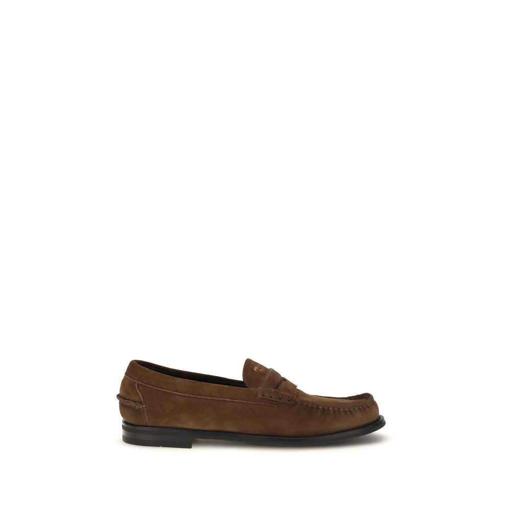 Prada Brown Suede Leather Slip-On Loafers braun
