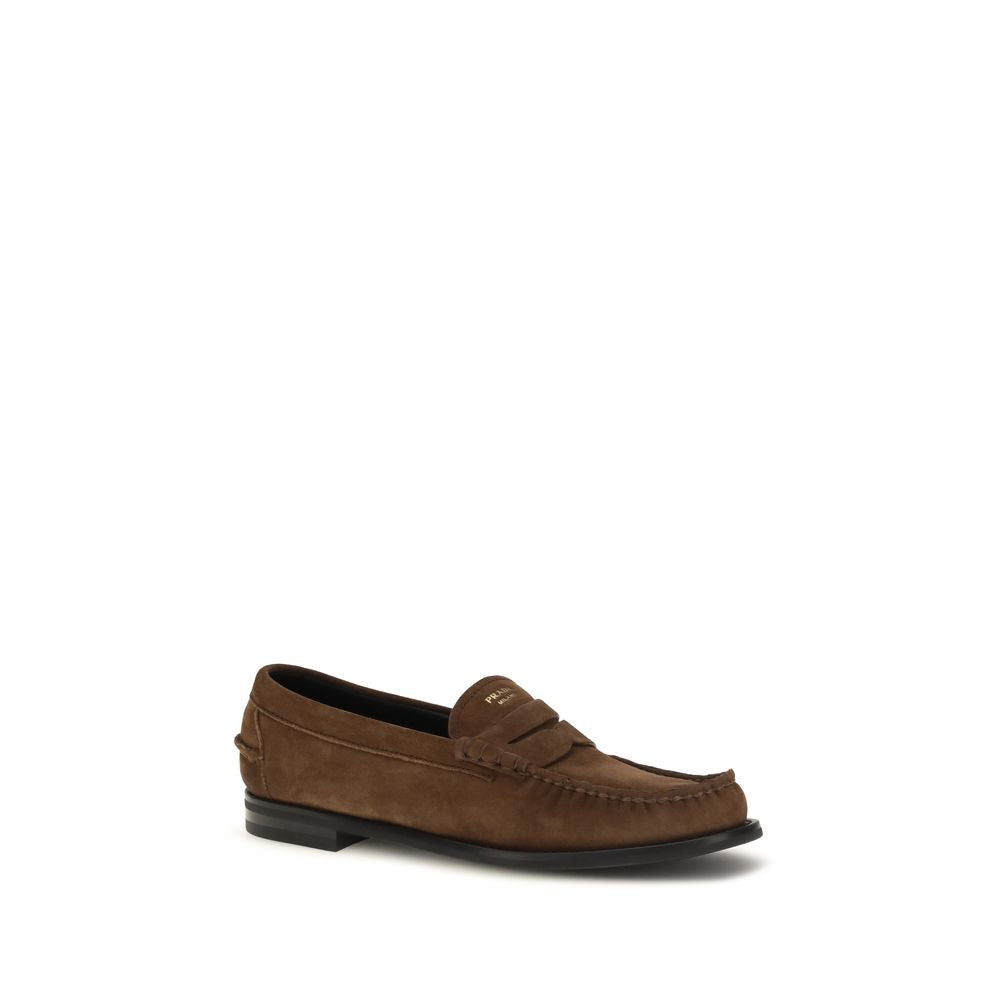 Prada Brown Suede Leather Slip-On Loafers braun