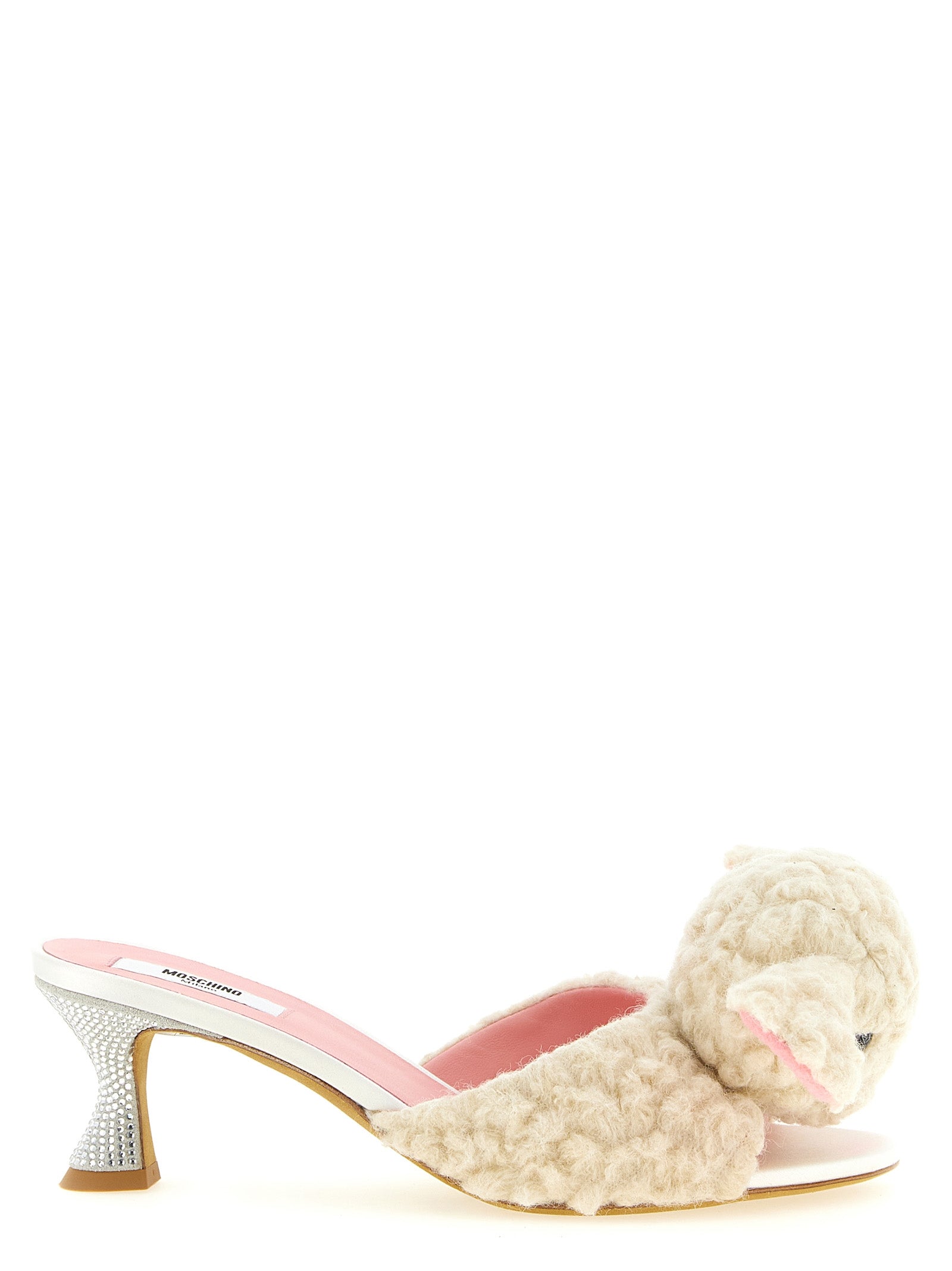 Moschino White Virgin Wool Mules weiss