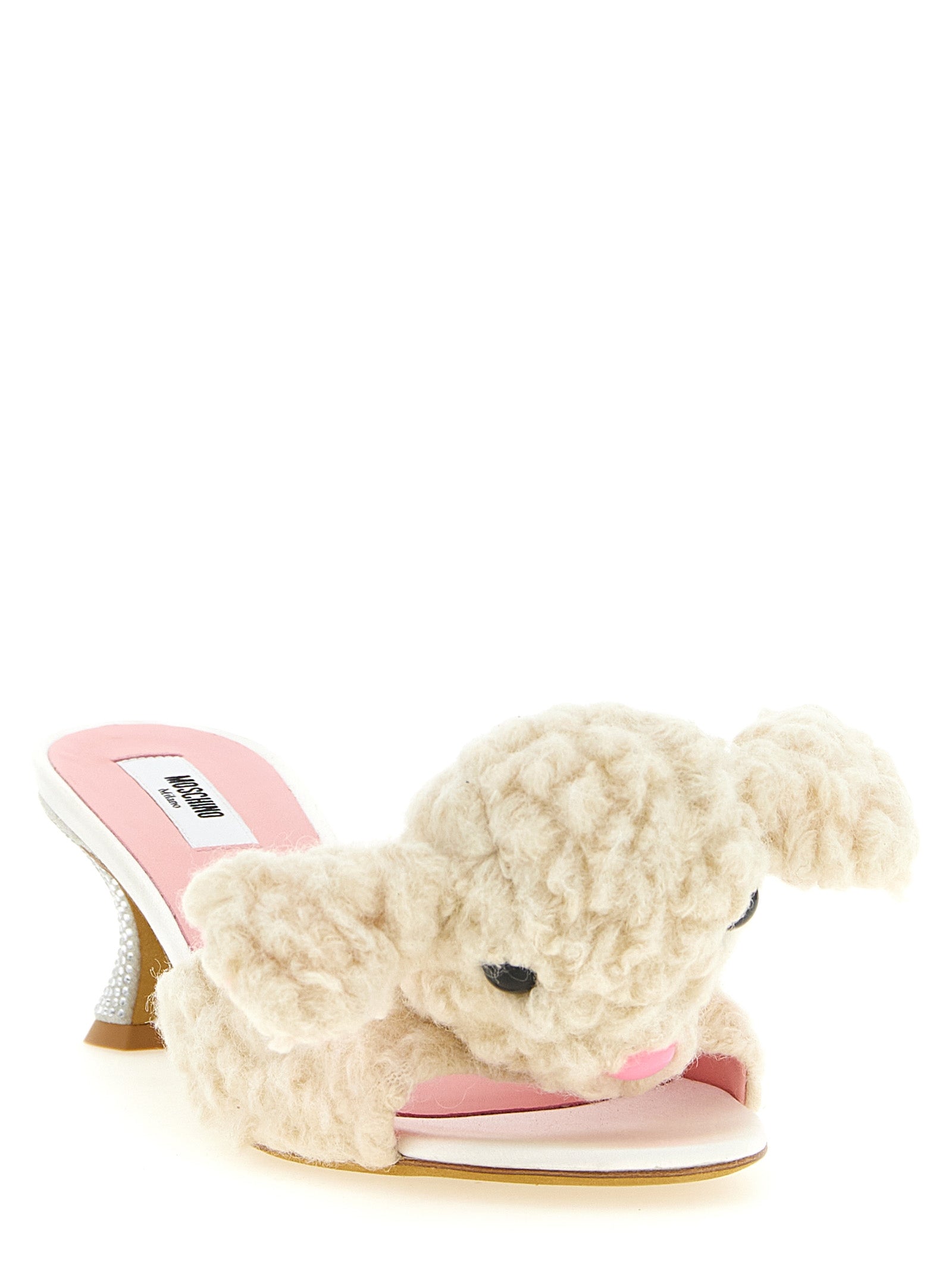 Moschino White Virgin Wool Mules weiss