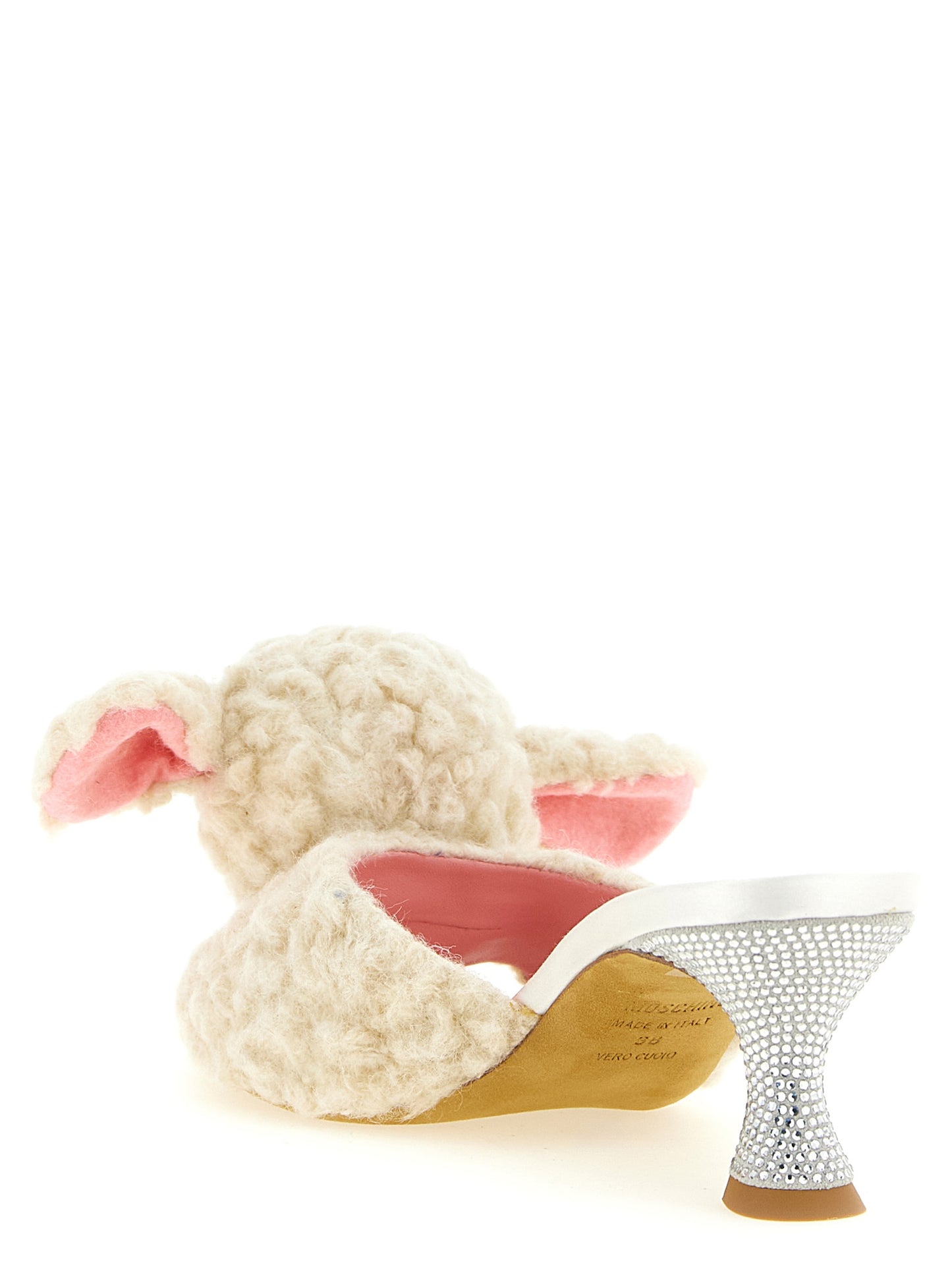Moschino White Virgin Wool Mules weiss