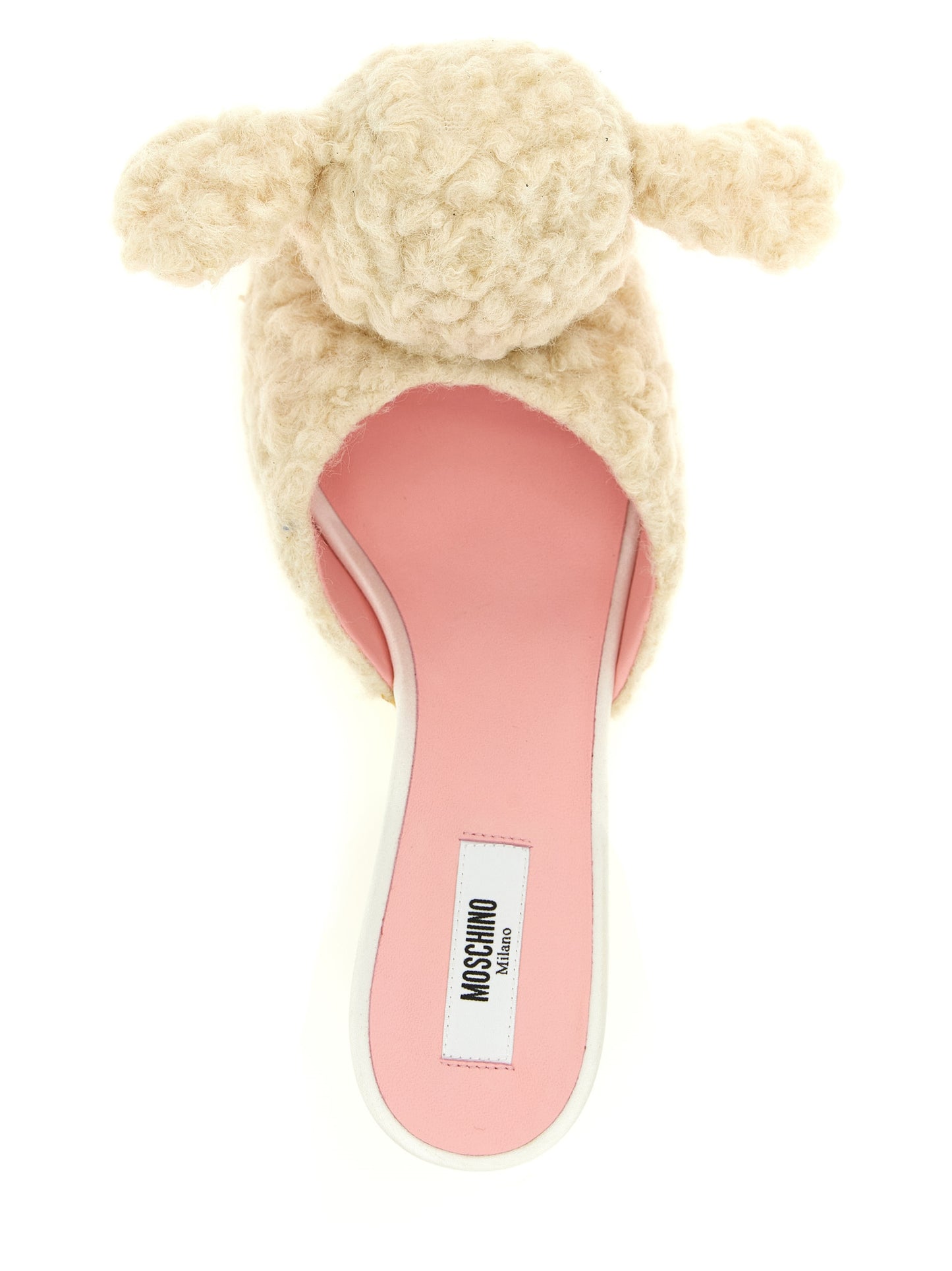 Moschino White Virgin Wool Mules weiss