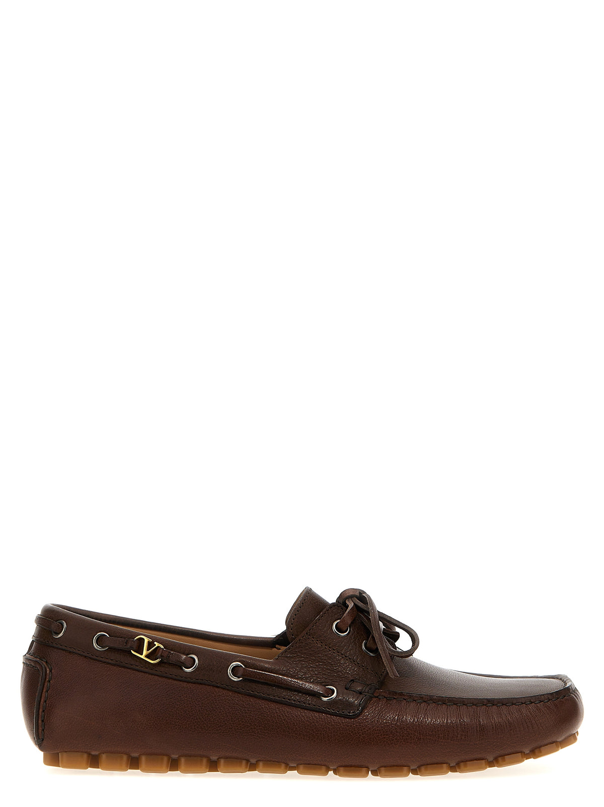 Valentino Garavani Brown Buffalo Leather Slip-On Loafers braun