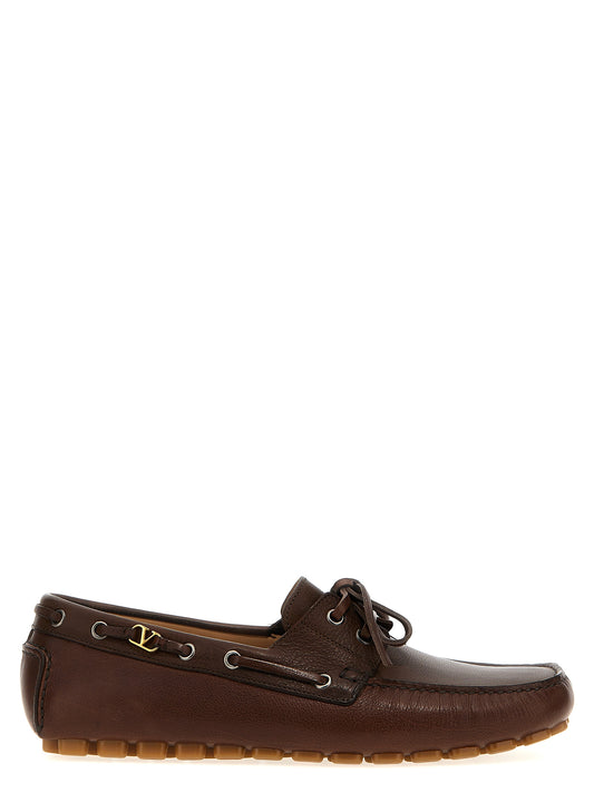 Valentino Garavani Brown Buffalo Leather Slip-On Loafers braun