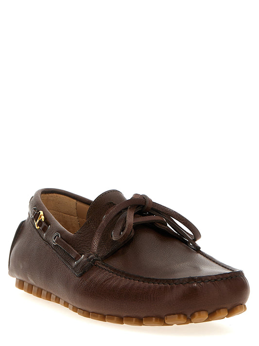 Valentino Garavani Brown Buffalo Leather Slip-On Loafers braun