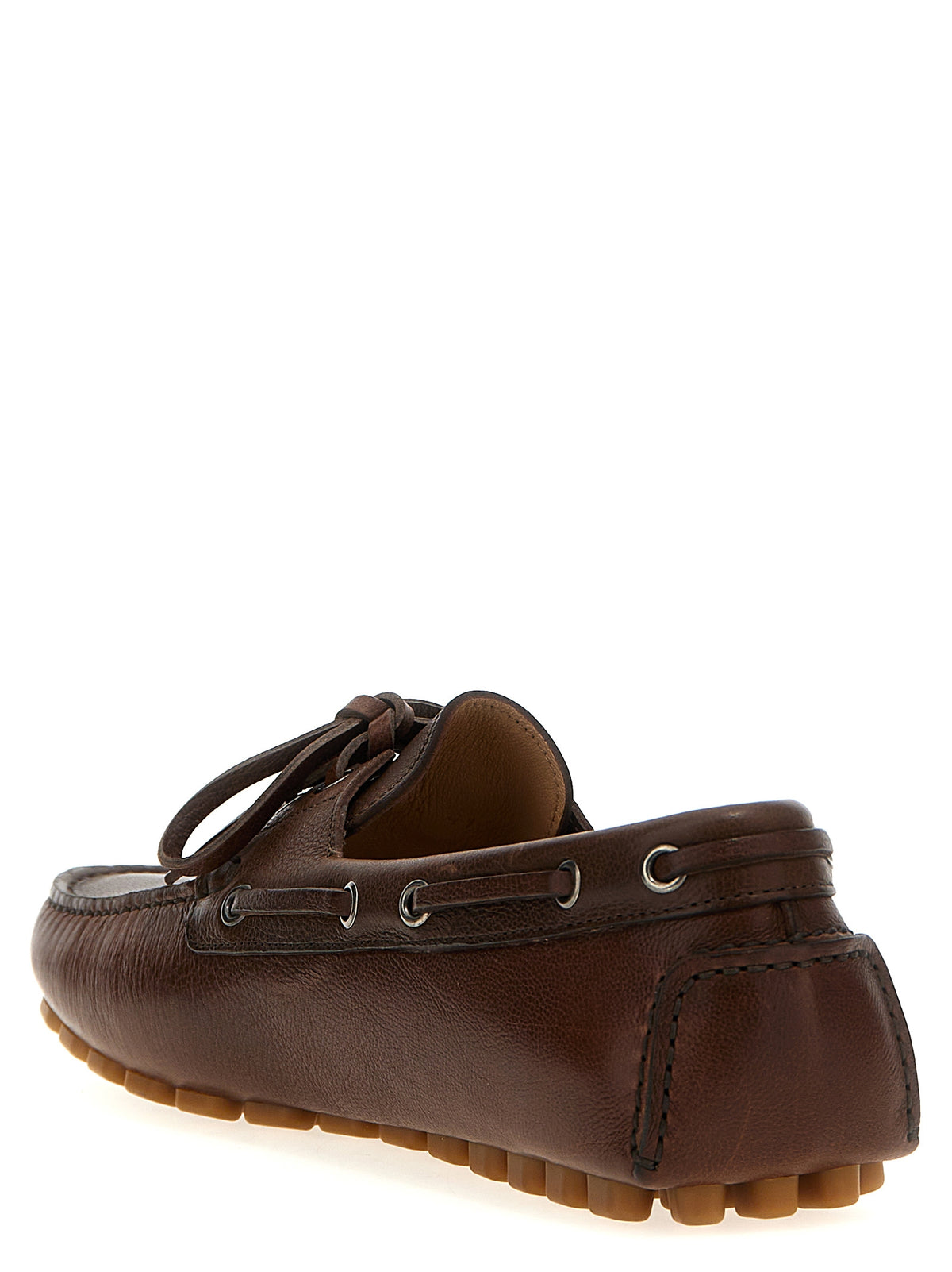 Valentino Garavani Brown Buffalo Leather Slip-On Loafers braun
