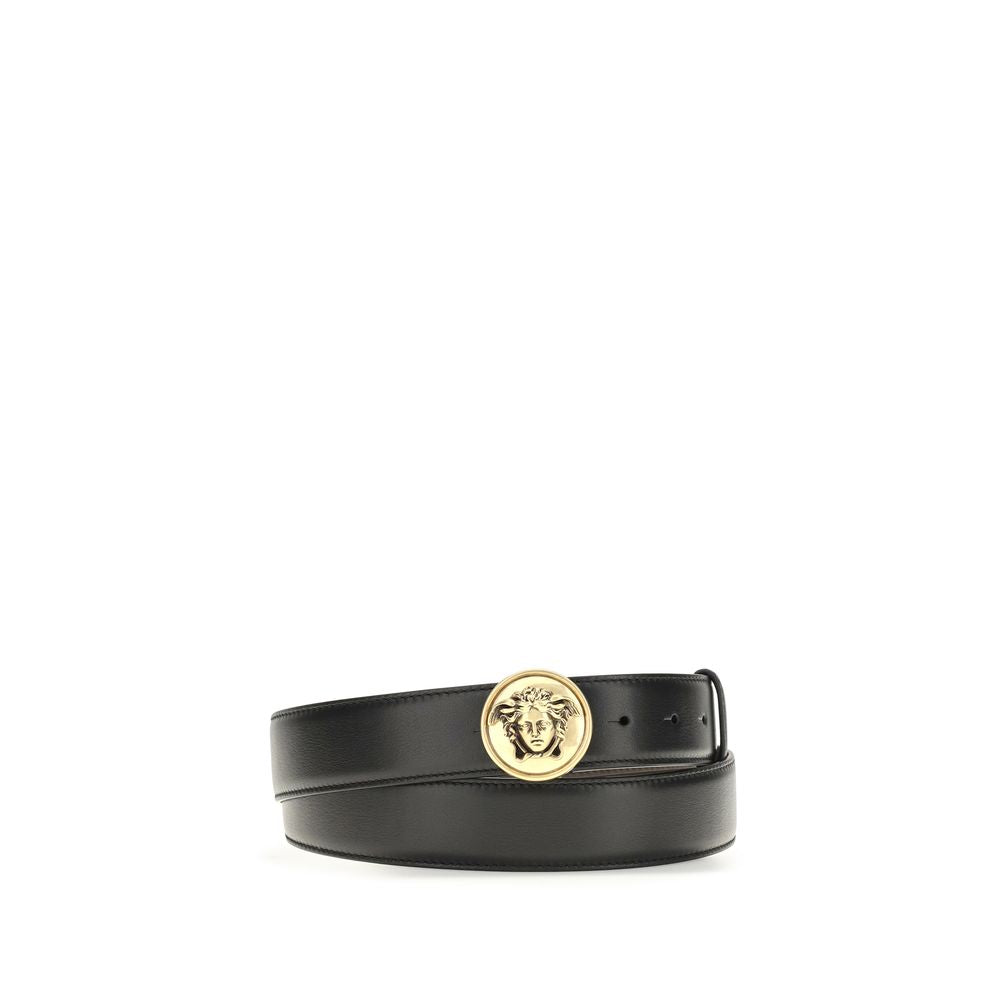 Versace Black Medusa Buckle Leather Belt schwarz