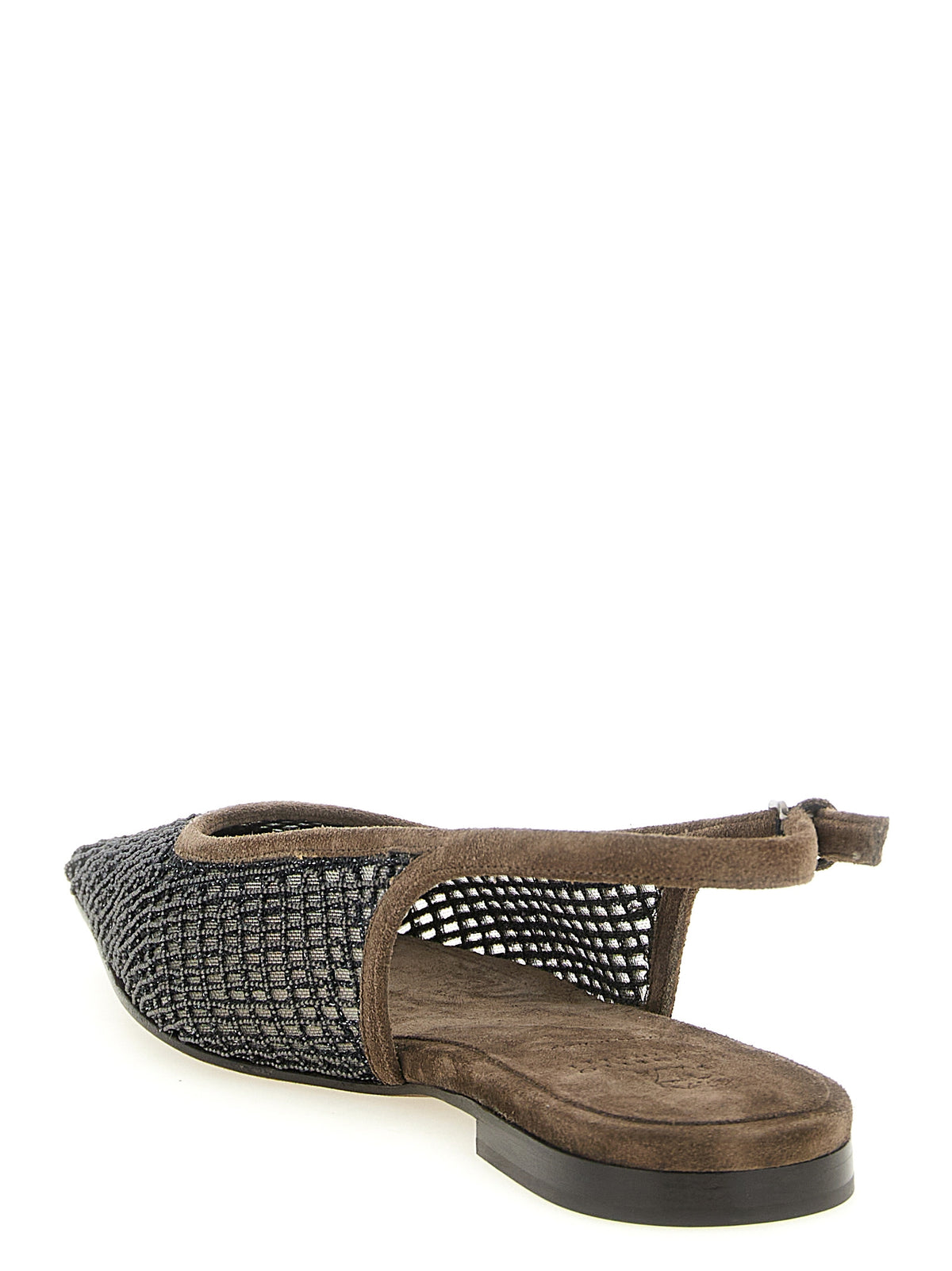 Brunello Cucinelli Brown 'Precious Net Embroidery' Flats braun