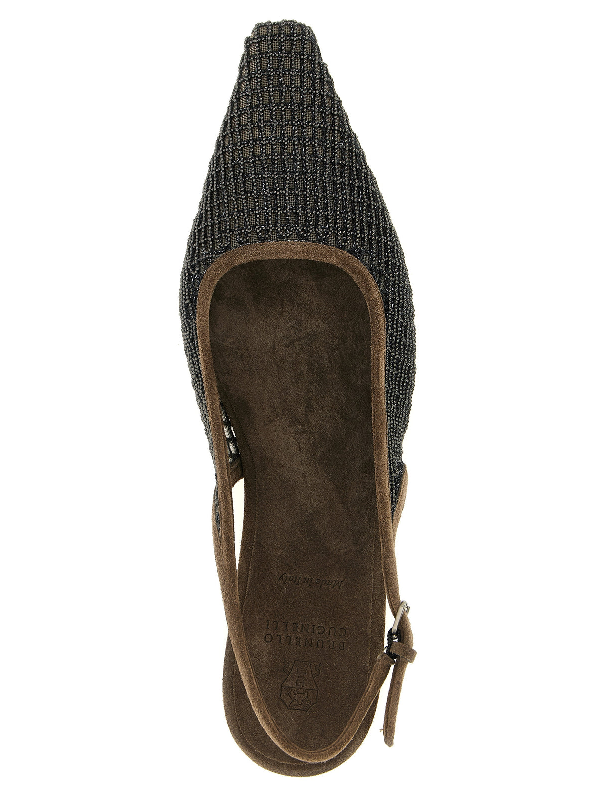 Brunello Cucinelli Brown 'Precious Net Embroidery' Flats braun