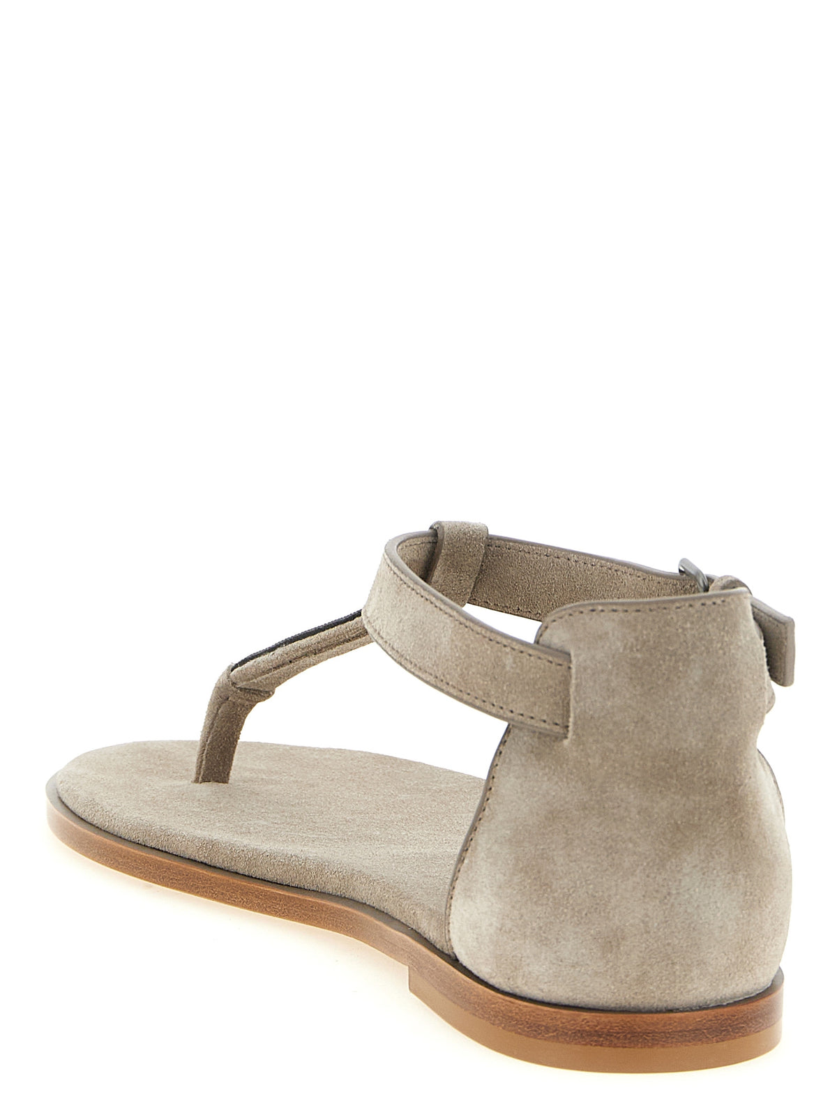 Brunello Cucinelli Beige 'Precious Strap' Mini Sandals