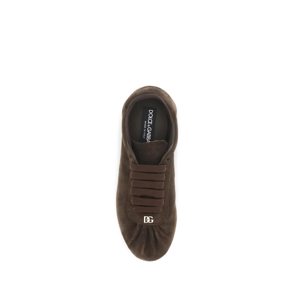 Dolce & Gabbana Brown Suede Leather Low Top Sneakers braun