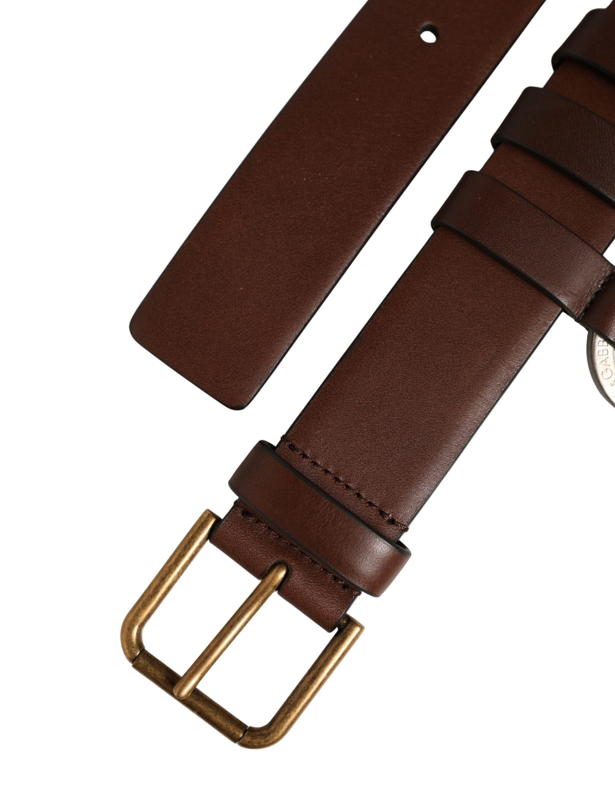 Dolce & Gabbana Men Brown Leather Gold Buckle Carabine Belt braun