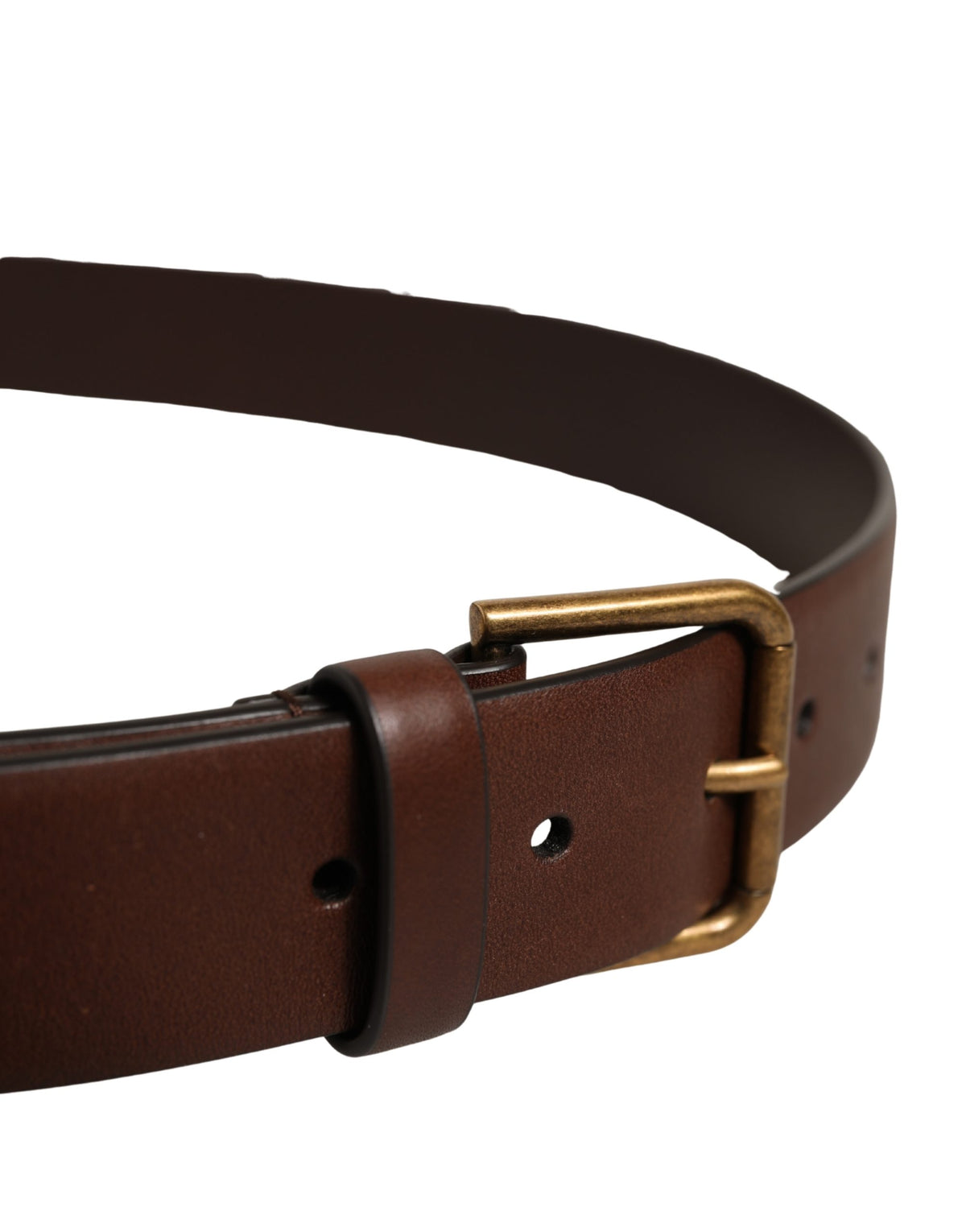 Dolce & Gabbana Men Brown Leather Gold Buckle Carabine Belt braun