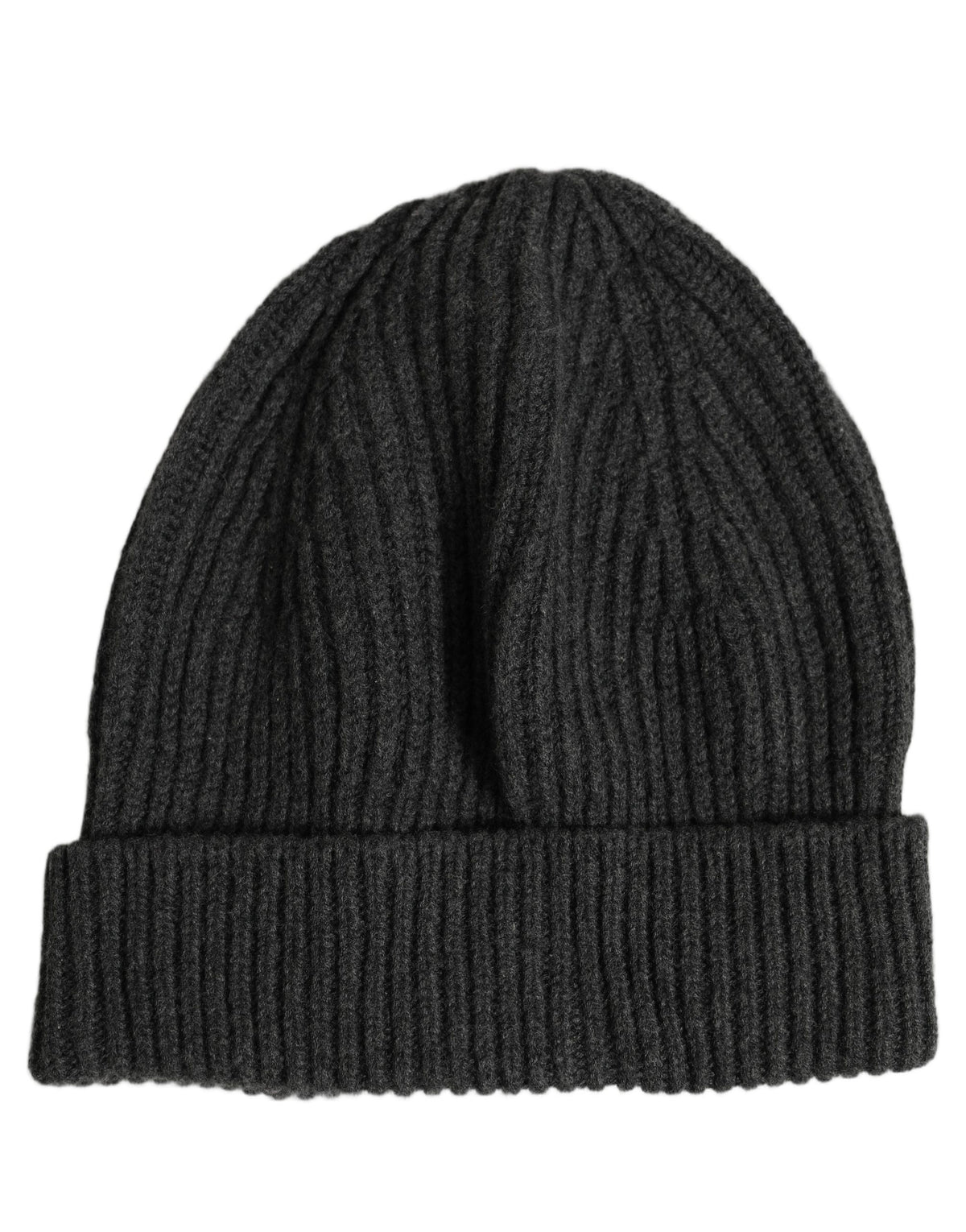 Dolce & Gabbana Men Charcoal Grey Ribbed Wool Knit Beanie One Size Hat grau