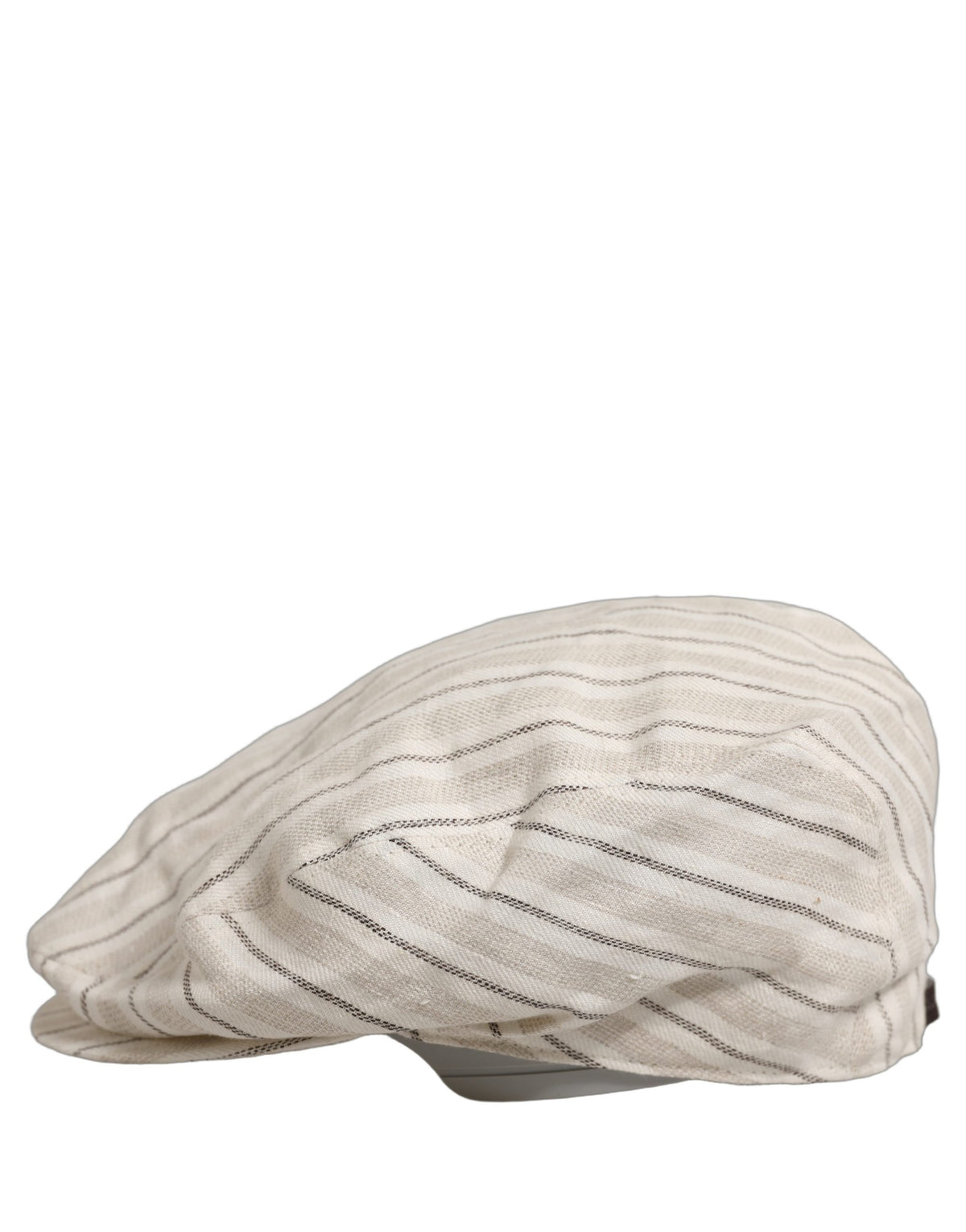 Dolce & Gabbana Men Off White Striped Linen Newsboy Capello Hat weiss