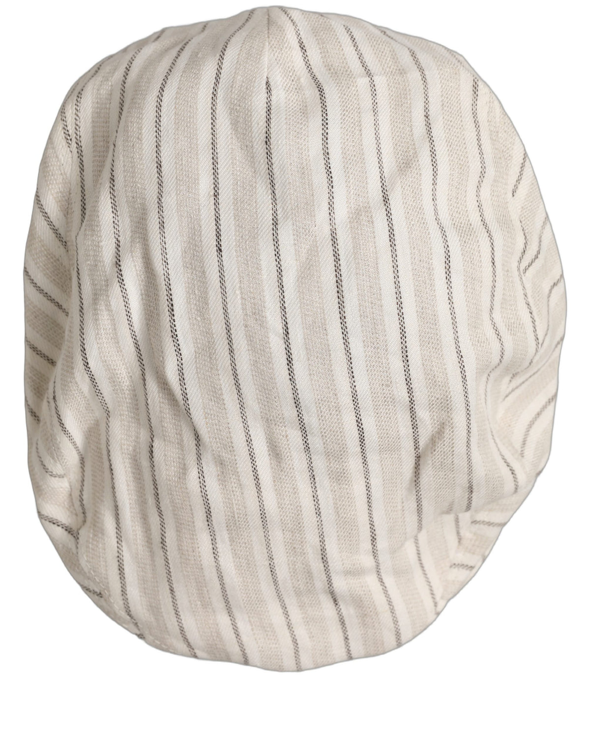 Dolce & Gabbana Men Off White Striped Linen Newsboy Capello Hat weiss