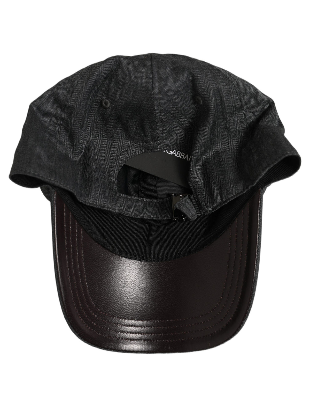 Dolce & Gabbana Men Dark Gray Herringbone Baseball Cap Hat grau