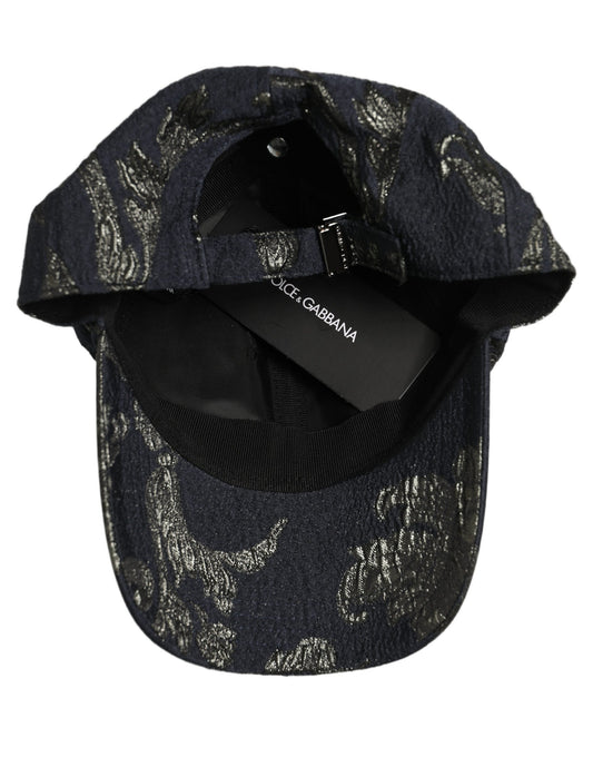 Dolce & Gabbana Men Black Floral Barocco Cotton Baseball Cap Hat schwarz