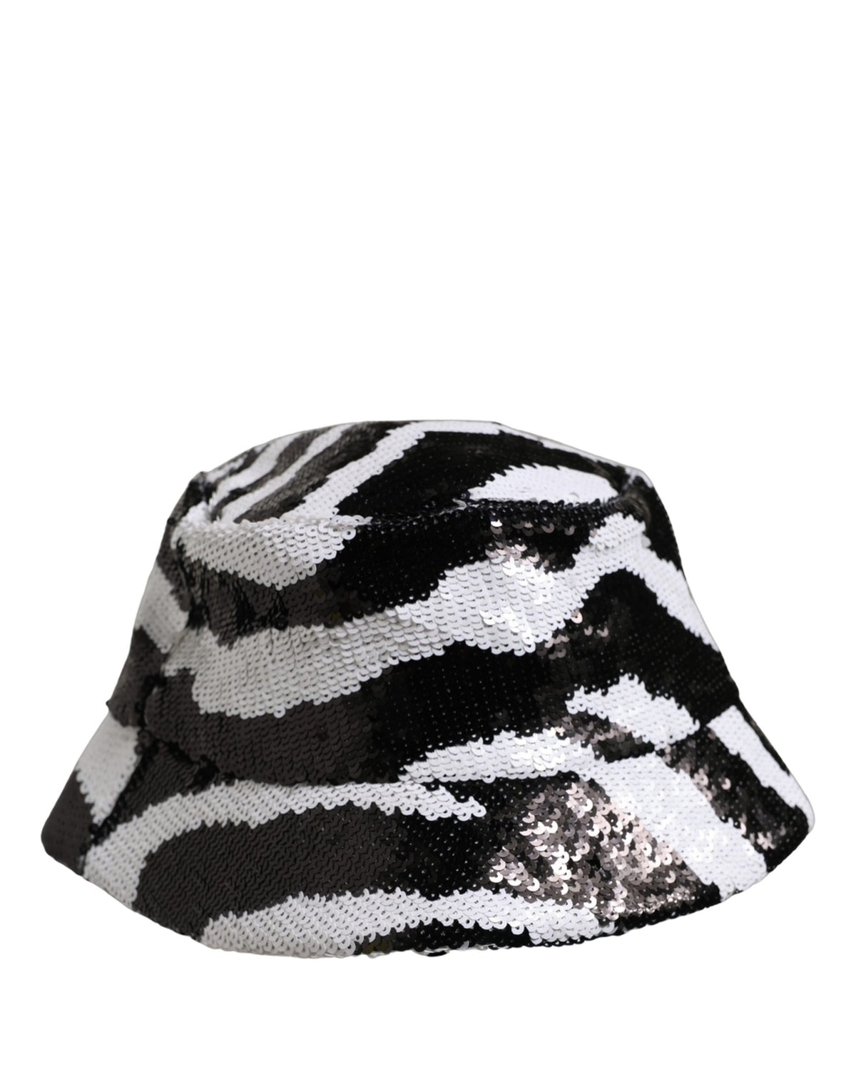 Dolce & Gabbana Men Black White Zebra Sequin Bucket Cap Hat schwarz