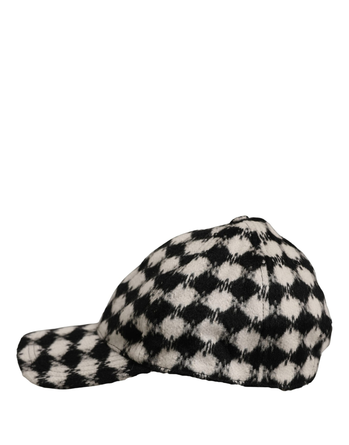 Dolce & Gabbana Men Black White Diamond Wool Baseball Cap Hat schwarz