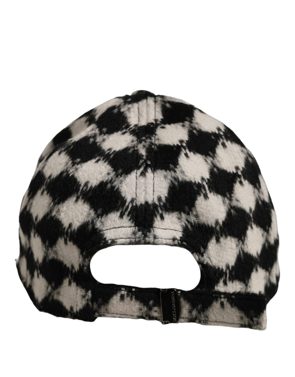 Dolce & Gabbana Men Black White Diamond Wool Baseball Cap Hat schwarz