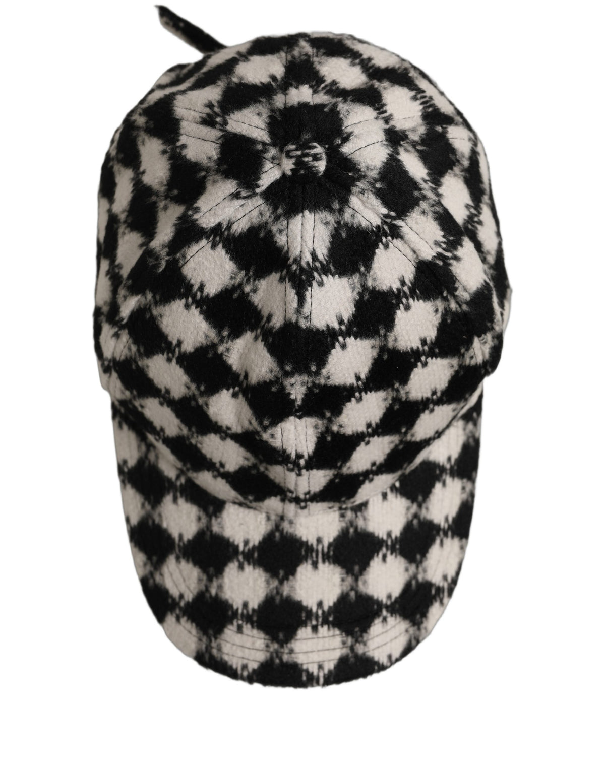 Dolce & Gabbana Men Black White Diamond Wool Baseball Cap Hat schwarz