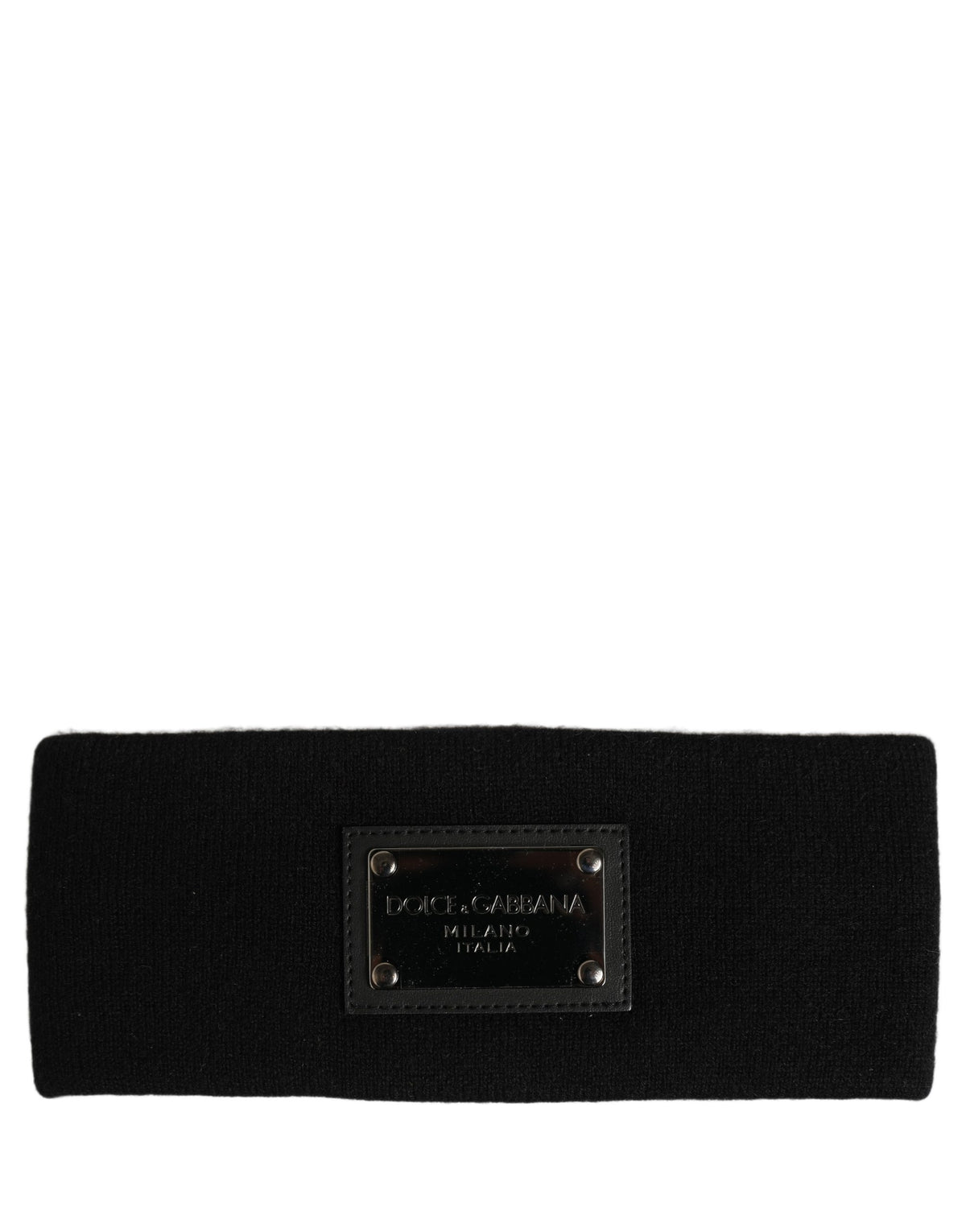 Dolce & Gabbana Men Black Cashmere Logo Plaque Head Band One Size Hat schwarz