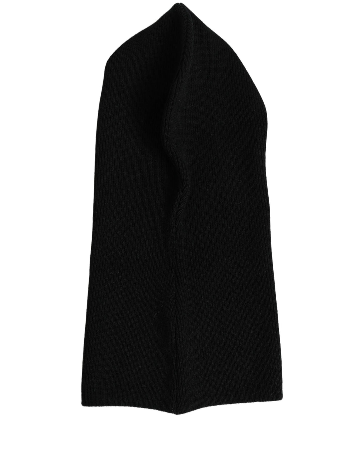 Dolce & Gabbana Men Black Wool Ribbed Knit Balaclava Wrap One Size Hat schwarz