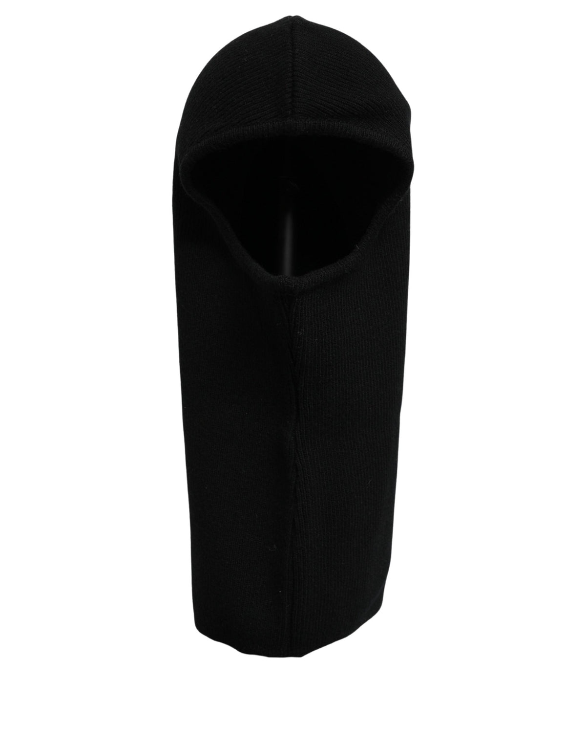 Dolce & Gabbana Men Black Wool Ribbed Knit Balaclava Wrap One Size Hat schwarz